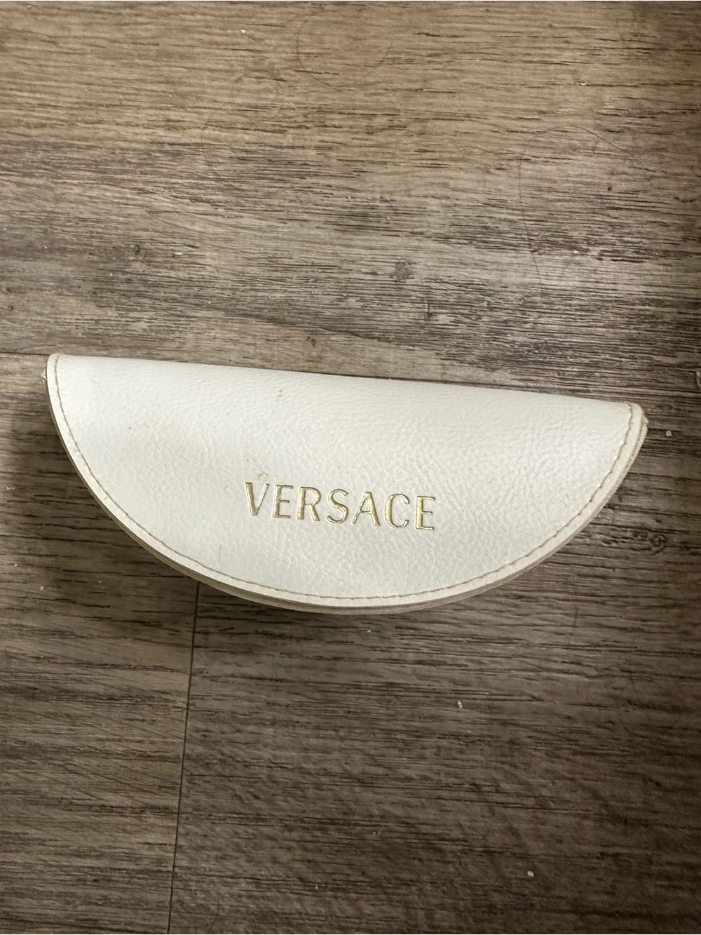 Versace White Eyewear Case with Gold Logo